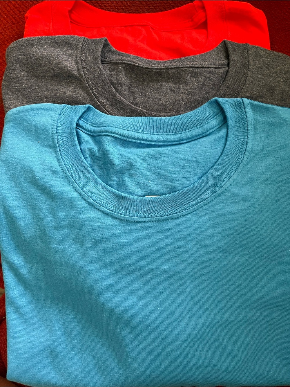 Men’s Cotton Jersey Crew Neck Solid Short Sleeve T-Shirt Lot 3 Blue Gray Red